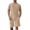 thumbnail image 1 of Afdoent Mens 2 Piece Sets Summer Knit Sleeveless Vest And Shorts Sports Casual Thin Top Solid Color Vest Two Piece Set Beach Clothes Classic, 1 of 5