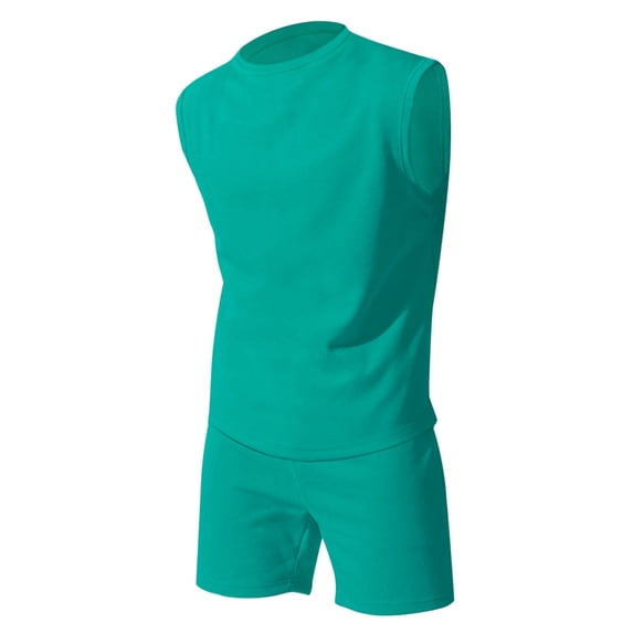 Afdoent Mens 2 Piece Sets Summer Knit Sleeveless Vest And Shorts Sports Casual Thin Top Solid Color Vest Two Piece Set Vacation Beach Casual