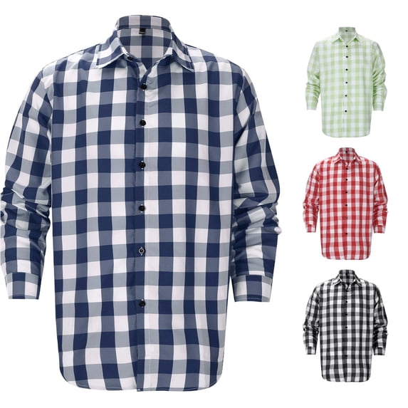 Afdoent Mens Button Down Shirt Men's Plaid Long Sleeve Shirt Casual Trendy Men's Shirt Relaxed Fit Breathable