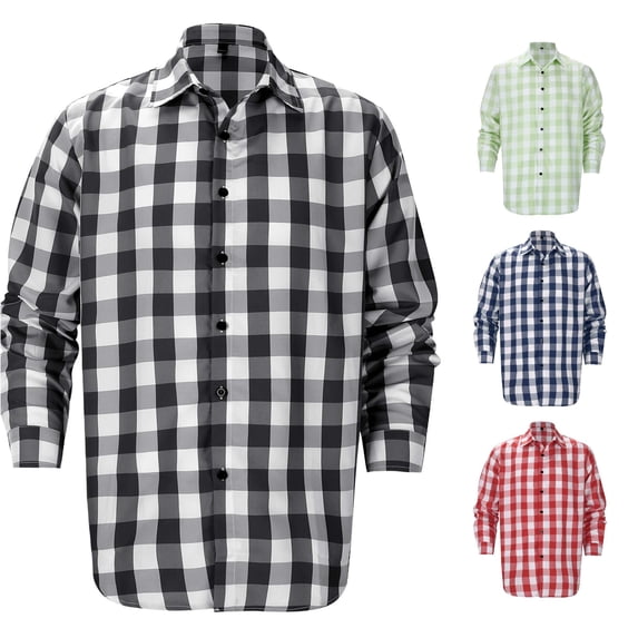 Afdoent Mens Button Down Shirt Men's Plaid Long Sleeve Shirt Casual Trendy Men's Shirt Relaxed Fit Classic Mens Shirts