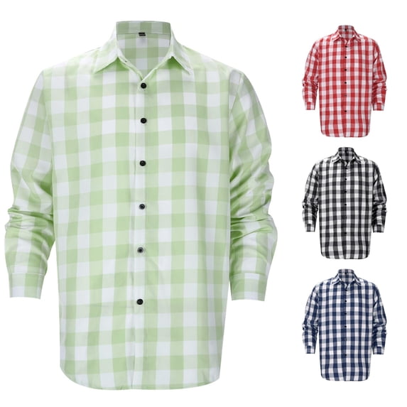 Afdoent Mens Button Down Shirt Men's Plaid Long Sleeve Shirt Casual Trendy Men's Shirt Relaxed Fit For Business Comfy