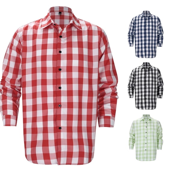 Afdoent Mens Button Down Shirt Men's Plaid Long Sleeve Shirt Casual Trendy Men's Shirt Relaxed Fit For Everyday Wear