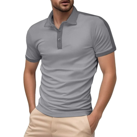 Afdoent Mens Casual Polo Shirts Male Spring Summer Fashion Casual Short Sleeve Color Shirt Color Block Lapel Shirts For Men