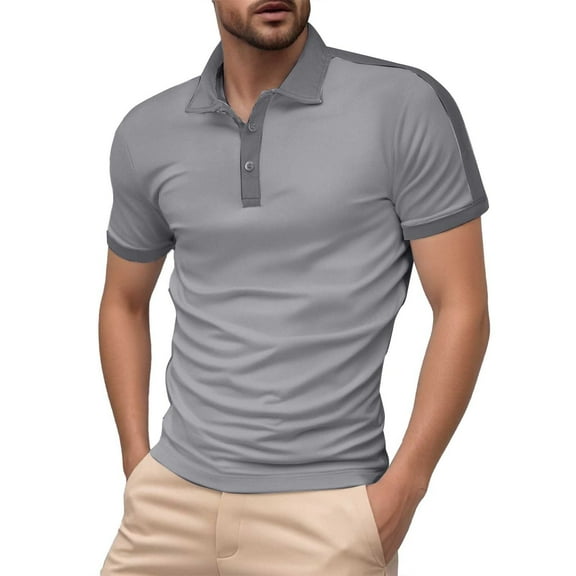 Afdoent Mens Casual Polo Shirts Male Spring Summer Fashion Casual Short Sleeve Color Shirt Color Block Lapel Shirts For Men