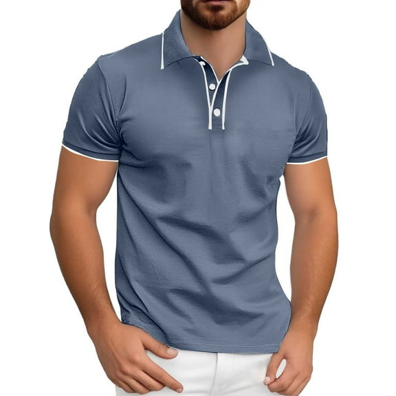 Afdoent Mens Casual Polo Shirts Male Spring Summer Fashion Short Sleeve Shirt Lapel Shirt Patchwork Top Shirts For Men