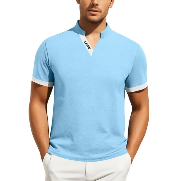 Afdoent Mens Casual Polo Shirts Male Summer Sports Casual Style Short Sleeve Color Block Shirts For Men