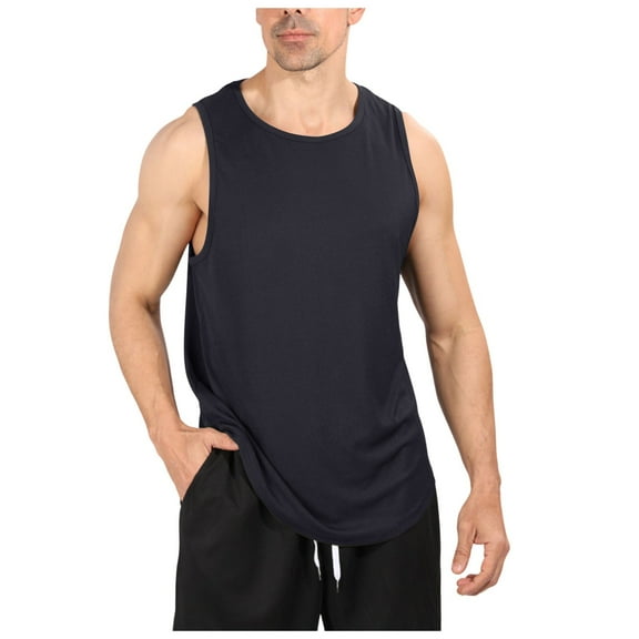 Afdoent Mens Casual Tank Tops Male Summer Breathable Thin Strap Solid Color Sports Loose Vest Streetwear
