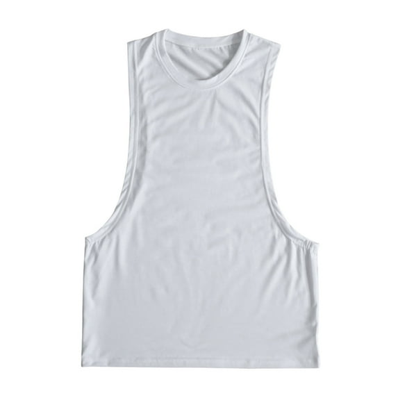 Afdoent Mens Casual Tank Tops Men's Sleeveless Solid Color Vest Tops Popularity Side Wide Fork Fitness Sports Garment Mens Loose Vest Streetwear