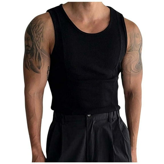 Afdoent Mens Casual Tank Tops Men's Slim Fit Striped Sports Vest Breathable Athletic Tank Top For Fitness Running Gym Workouts Streetwear