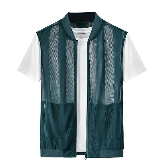 Afdoent Mens Casual Tank Tops Men's Summer Casual Lightweight Breathable Mesh Cycling Travel Zip Vest Streetwear
