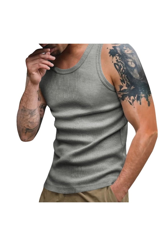 Mens Casual Tank Tops Men's Summer Solid Color Slim Fit Sleeveless Thread Vest T Shirt Casual Outdoor Wear Base Shirt Men Streetwear