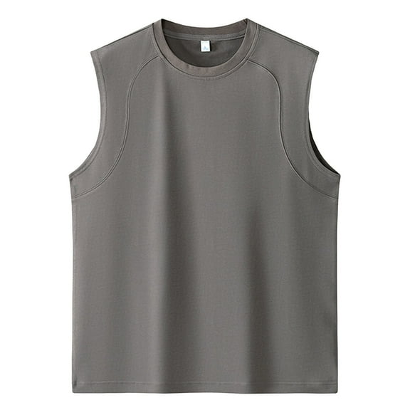 Afdoent Mens Casual Tank Tops Mens Crew Neck Solid Color Loose Sleeveless Vest Youth Fashion Casual Sports Top Classic