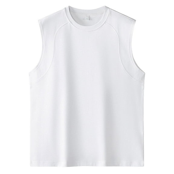 Afdoent Mens Casual Tank Tops Mens Crew Neck Solid Color Loose Sleeveless Vest Youth Fashion Casual Sports Top Streetwear