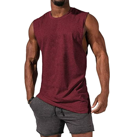 Afdoent Mens Casual Tank Tops Summer Large Split Loose Sports Fitness Vest Lengthened Hiphop Pure Sleeveless Vest Classic