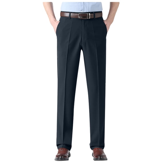 Afdoent Mens Dress Pants Classic Fit Front Pleated Dress Pant Formal Office Work Trousers Comfortable