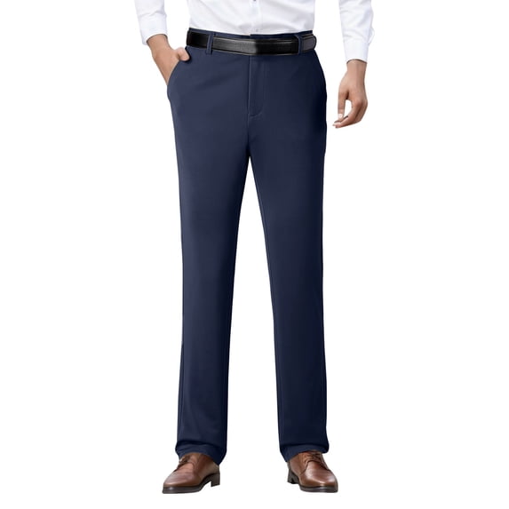 Afdoent Mens Dress Pants Elastic Waist Loose Trousers Business Straight Pants Formal Office Work Trousers Trousers