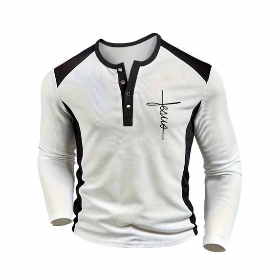 Afdoent Mens Henley Shirts Long Sleeve Casual Color Block Button T Shirt Classic Vintage Tee Shirts Streetwear