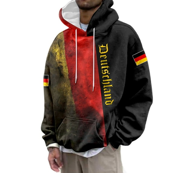 Afdoent Mens Hoodies Pullover German Style Pullover With 3D Print Comfortable Casual Streetwear Hooded Sweatshirt For Spring Fall Winter Sweatshirt For Men