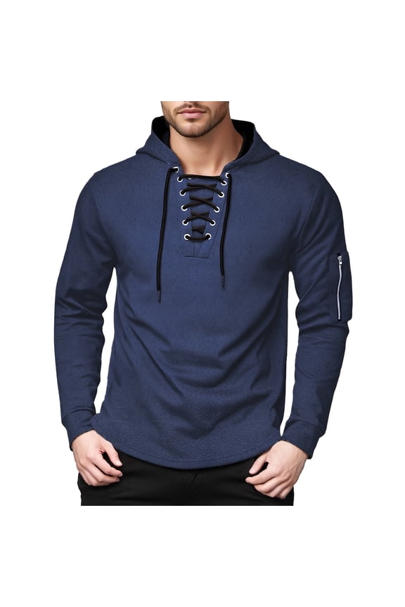 Mens Hoodies Pullover Lace Up Long Sleeve Hoodie With Like Fabric Stylish And Casual Sweatshirt For Everyday Comfort Streetwear Pullover