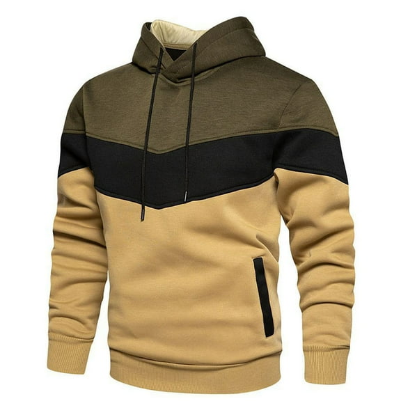 Afdoent Mens Hoodies Pullover Male Color Blocked Loose Casual Jacket With Side Seam Pockets And Hooded Sweatshirt Comfortable