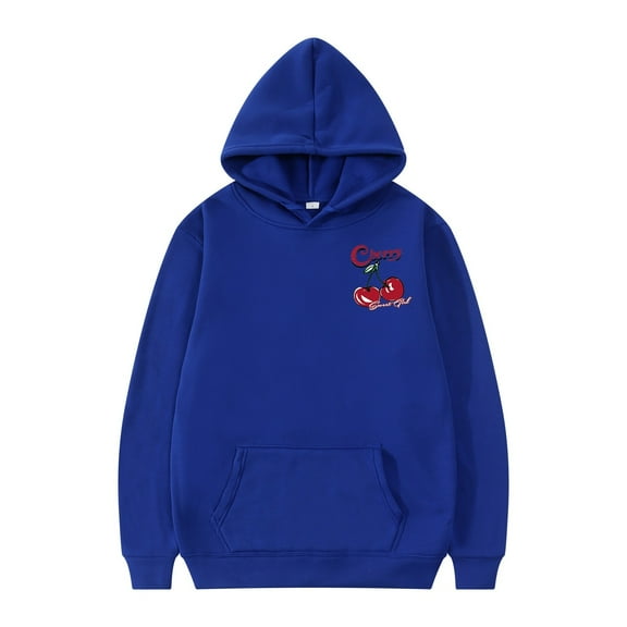Afdoent Mens Hoodies Pullover Men's Hoodie Cherry Pattern Pullover Long Sleeve Drawstring Casual Hoodie Sweatshirt Retro Streetwear