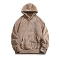 thumbnail image 1 of Afdoent Mens Hoodies Pullover Men's Winter Long Sleeve Hooded Sweatshirt Men's Casual Winter Outdoor Solid Color Hooded Wool Sweatshirt For Men, 1 of 3