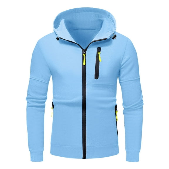 Afdoent Mens Hoodies Pullover Mens Hooded Sweatshirt Coat With Solid Color Zipper Pocket Autumn Winter Retro Streetwear