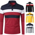 thumbnail image 1 of Afdoent Mens Long Sleeve Polo Shirts Casual Patchwork Lapel Button Shirt Comfortable Casual Top For Vacation Soft, 1 of 5
