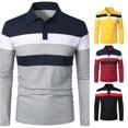 thumbnail image 1 of Afdoent Mens Long Sleeve Polo Shirts Casual Patchwork Lapel Button Shirt Comfortable Casual Top For Work Travel, 1 of 5