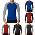 thumbnail image 1 of Afdoent Mens Long Sleeve T-Shirt Casual Color Block Crew Neck T Shirt Comfortable Loose Fit Tee For Fall For Everyday Wear, 1 of 4