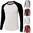 thumbnail image 1 of Afdoent Mens Long Sleeve T-Shirt Casual Color Block Crew Neck T Shirt Sports Loose Classic Vintage Tee Shirts Streetwear, 1 of 3
