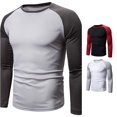 thumbnail image 1 of Afdoent Mens Long Sleeve T-Shirt Color Block Crew Neck T Shirt Comfortable Athletic Fit For Daily Workout Vacation Soft Top, 1 of 6