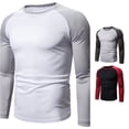 thumbnail image 1 of Afdoent Mens Long Sleeve T-Shirt Color Block Crew Neck T Shirt Comfortable Athletic Fit For Daily Workout Vacation Tops, 1 of 7
