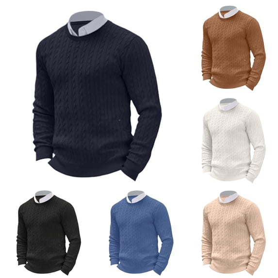 Afdoent Mens Long Sleeve T-Shirt Knitted Solid Color T Shirt Casual Tee Shirts For Streetwear