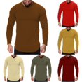 thumbnail image 1 of Afdoent Mens Long Sleeve T-Shirt Sports Fitness Solid Color Crew Neck T Shirt Outdoor Curved Hem Top Fashion Casual, 1 of 5