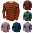 thumbnail image 1 of Afdoent Mens Long Sleeve T-Shirt Striped Crew Neck T Shirt Casual Comfortable Daily Fashion Tee Tops For Daily Wear, 1 of 4