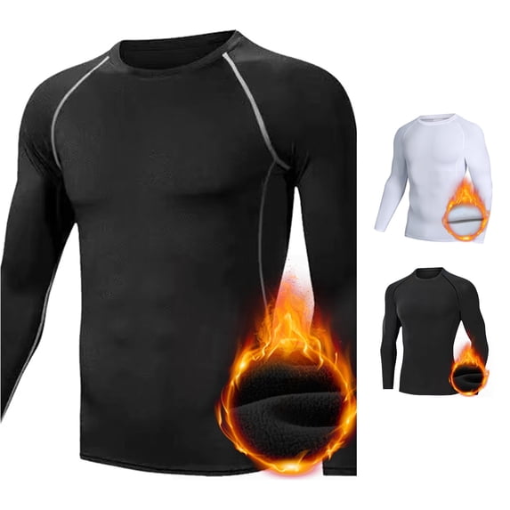 Afdoent Mens Long Sleeve T-Shirt Workout Gym T-Shirt Running Top Warm Sports Baselayer Undershirts Athletic Tops