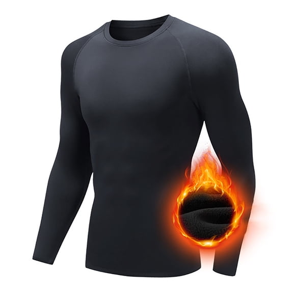 Afdoent Mens Long Sleeve T-Shirt Workout Gym T-Shirt Running Top Warm Sports Baselayer Undershirts For Everyday Wear