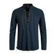 thumbnail image 1 of Afdoent Mens Polo Shirts 2025 Male Long Sleeve Beach Shirt With Stand Collar Lightweight Linen Blend Leisure Shirt For Summer Outdoor Boho Style Casual Outdoor, 1 of 7