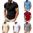 thumbnail image 1 of Afdoent Mens Polo Shirts Color Block Lapel Short Sleeve Shirt Summer Sports Casual Work Mens Shirts, 1 of 5