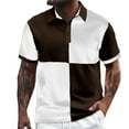thumbnail image 1 of Afdoent Mens Polo Shirts Color Block Square Male Leisure Loose Comfortable Trendy Business Lapel Button Lapel Short Sleeve Shirt Casual Outdoor, 1 of 5