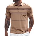 thumbnail image 1 of Afdoent Mens Polo Shirts Color Block Striped Lapel Button Open Neck Pocket Top For Male Loose Comfortable Trendy Business Short Sleeve Shirt Casual Outdoor, 1 of 1
