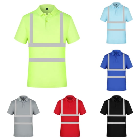 Afdoent Mens Polo Shirts High Visibility Short Sleeve Shirt For Men Pullover Reflective Tops Polo Shirts For Men Fashion