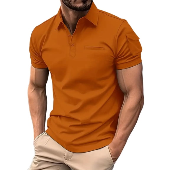 Afdoent Mens Polo Shirts Male Leisure Zipper Lapel Solid Color Shirt Short Sleeve Sleeve Top Shirt Comfortable