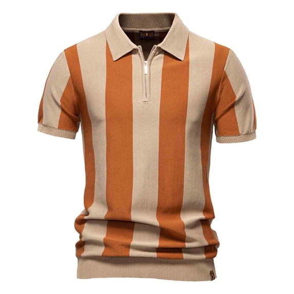 Afdoent Mens Polo Shirts Male Stripe Print Short Sleeve Polo Shirt Top Leisure Fashion Vacation Casual Outdoor