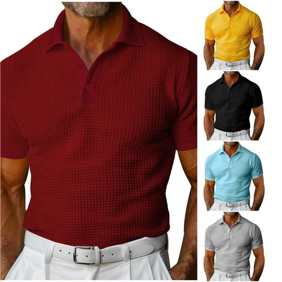 Afdoent Mens Polo Shirts Men's Plus Size Slim Fit Summer Short Sleeve Shirt Solid Color Comfort Fit Shirts For Men