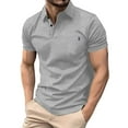thumbnail image 1 of Afdoent Mens Polo Shirts Solid Color Versatile Male Leisure Loose Collar Button Open Collar Ribbed Sports Short Sleeve Shirt Casual Outdoor, 1 of 6