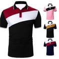 thumbnail image 1 of Afdoent Mens Polo Shirts Summer Color Block Lapel Short Sleeve Shirt For Casual And Outdoor Wear Beach Vacation Shirts For Men, 1 of 3