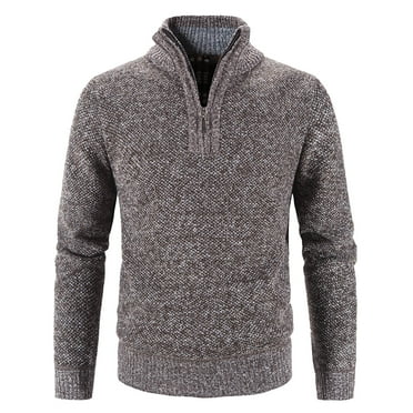 Afdoent Mens Sweater Male Autumn Winter Slim Collar Solid Color Thickening Half Zipper Knit Bottoming Shirt Pullover Sweater For Fall Winter