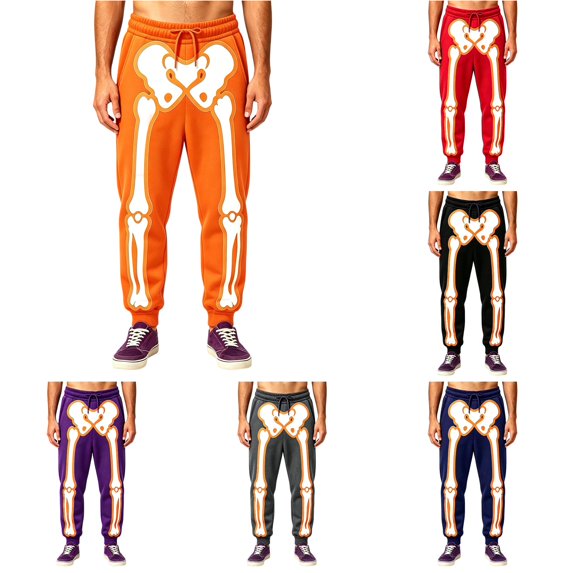 Afdoent Mens Sweatpants Halloween Skeleton Print Sweatpants Casual Jogger Pants Drawstring Elastic Waistband